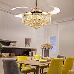Siljoy 36 Inch Gold Fandelier Ceiling Fan with