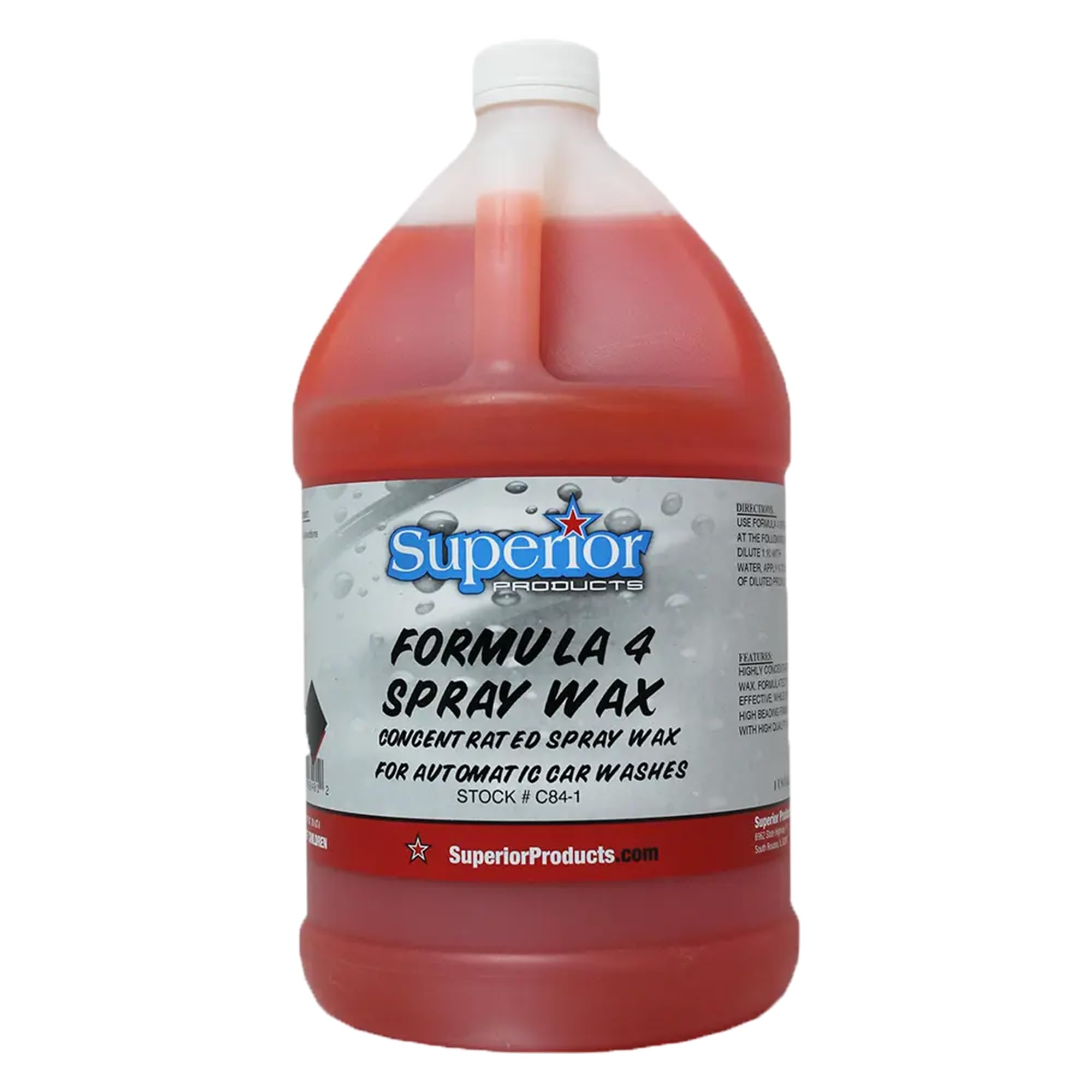 Photo 1 of Superior Products Formula 4 Spray Wax 1 Gal Concentrate for Car Wash Water Repellence