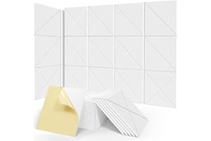 Sonicism 20 Pack X-Lined Acoustic Panels with Self-Adhesive, 12" X 12" X 0.4" Sound Proof Foam Panels, Decorative Soundproof Wall Panels, Sound Absorbing Tile for Home & Offices,White