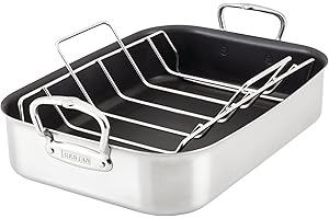 Hestan - Provisions Collection - Classic Clad Nonstick Roasting Pan with Stainless Steel Rack, Induction Cooktop Compatible, 16.5-Inch