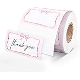 FYSUIMU Pink Bow Direct Thermal Labels 1.3 x 2.3 inch Bowknot Coquette Label Stickers Rectangle Self-Adhesive Printer Decals for Valentine's Day Wedding DIY Name Tag Custom Logo Candle Design, 500 Pcs