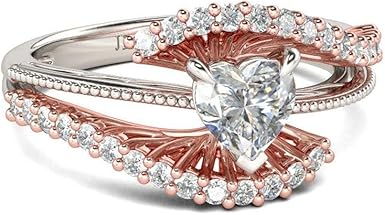 Jeulia - Anillo de compromiso chapado en oro rosa y plata de ...