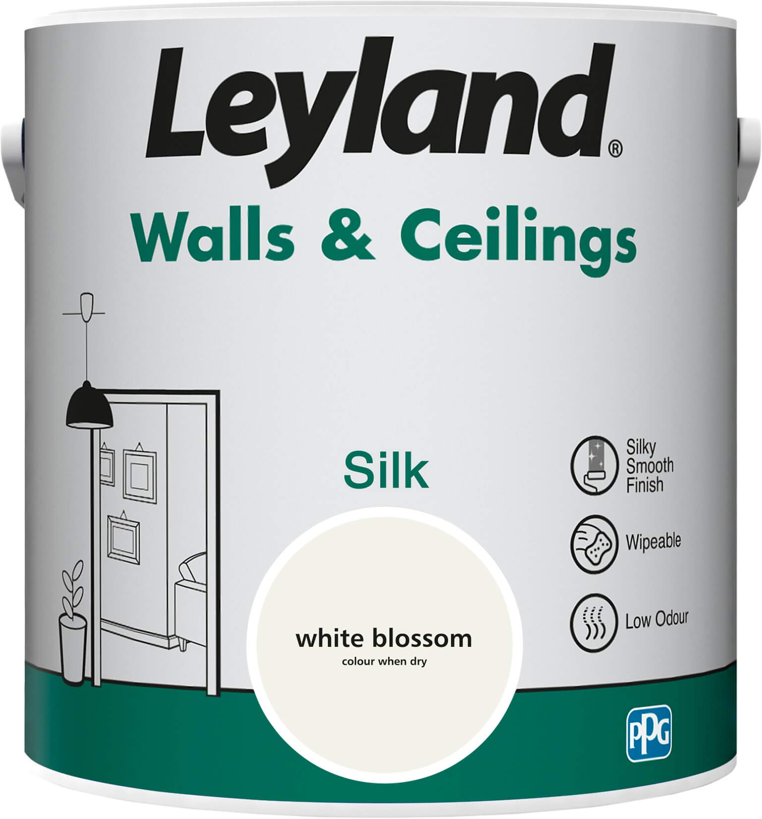 Leyland Walls and Ceilings Silk, White Blossom, 2.5 l (Pack of 1)