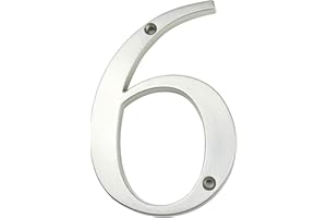 HASWARE House Number Sign 4 inch Modern Door Numbers Signage Plaque Street Home Address Numerals Zinc Alloy (6, Silver)