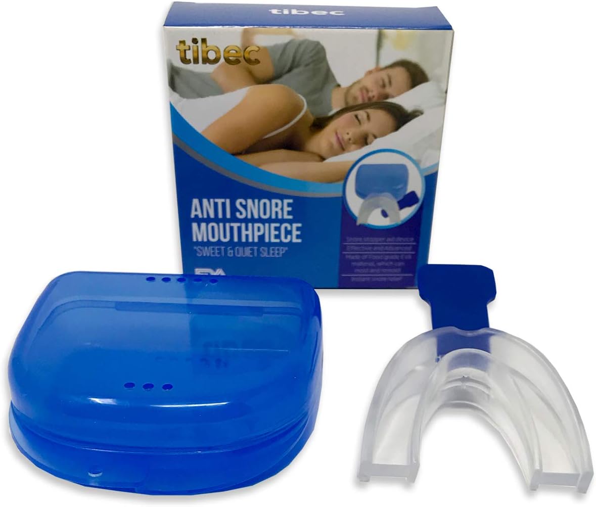 Tibec Stop Snoring Solution - Snore Stopper Mouthpiece - Best Anti Snoring Devices - Anti Snoring Mouthpiece FDA Approved, BPA & Latex-Free – Effective & Comfortable with Storage Travel Case Included