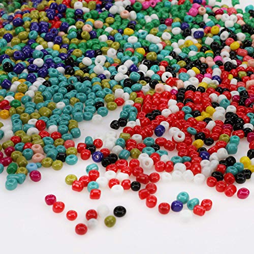 Phogary 9000pcs Glass Seed Beads, Mixed Colors Small Pony Beads Assorted Kit Opaque Colors Lustered Loose Spacer Beads, 3mm Round, Hole 1.0mm for Jewelry Making, DIY Crafting (15 Colors)