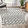 Well Woven Belladonna White Moroccan Shag Diamond Trellis Pattern Area Rug (5'3" x 7'3") 61608 ykgqS