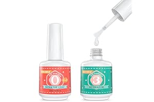 SOCORIA Dip Powder Liquid Set, 2 in 1 Base & Top Coat and Activator for Dip Powder Nail Kit, Nail Art French Manicure Home DIY Salon