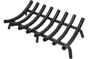 MYFIREPLACEDIRECT Fire Pit Grate - Fireplace Grate 20 Inch Heavy Duty Firewood Stove Log Holder Rack Solid Round Steel 3/4" Wrought Cast Iron Indoor Outdoor Camping Chimney Hearth Wood Burning Accessories Tools