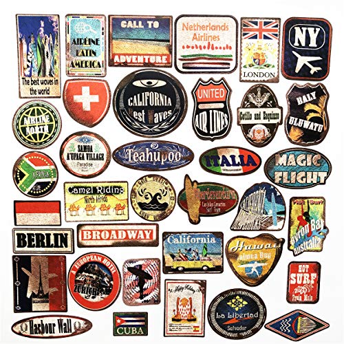 36PCS Large Vintage Beach Surfing Sign Stickers Waterproof Laptop Stickers Car Bicycle Suitcase Computer Water Bottle Mobile Phone Stickers Decals (Retro Sandbeach 36) - Thumbnail 6