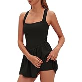 windysun Womens Square Neck Tennis Dress Built in Shorts and Removable Bra Golf Athletic Outfits Workout Yoga Wear