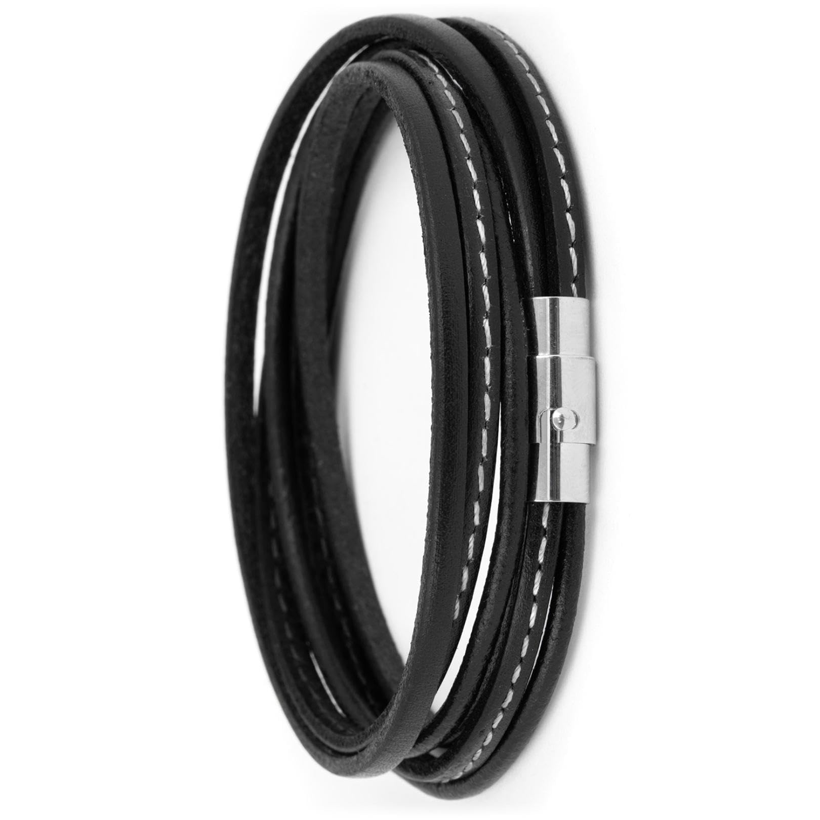 Simaru Leather Wrap Bracelet with Stainless Steel Magnetic Closure for Women & Men, Premium Quality Bracelet Made in Germany