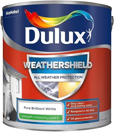 Dulux Weathershield Smooth Masonry Paint Pure Brilliant White 2.5L
