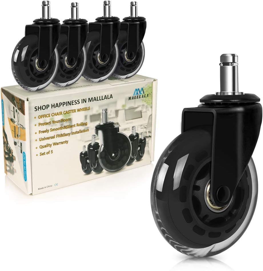 Office Chair Caster Wheels, 3”Heavy Duty Office Chair Wheels Replacement for Hardwood Floor, Smooth&Silent Chair Wheels 7/16”X 7/8”, Universal Fit for Herman Miller Office, Game, Desk Chairs : Office Products