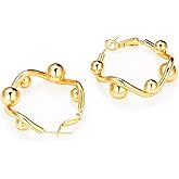 Chunky Gold Hoop Earrings for Women 18K Gold Plated Thick Hoops Earrings Small Chunky Hoops
