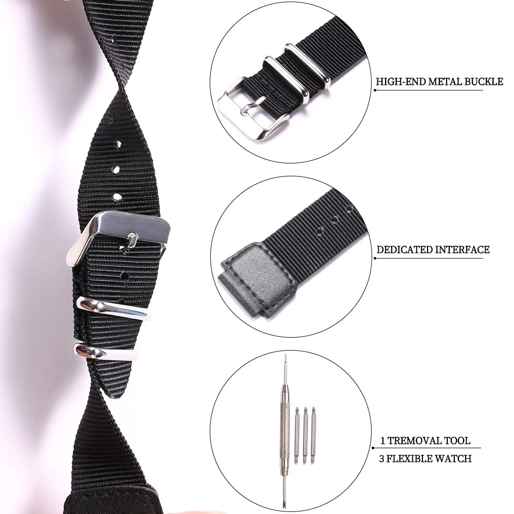 Military Nylon strap Compatible with Casio AE1200WH AE1500WH A158WA W800H SGW-300H 400 500 Men's stainless steel ring Replacement Watch band