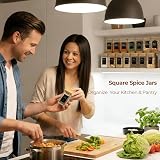 ComSaf 12 Pcs Glass Spice Jars 120ml with Bamboo Lids Square Airtight Label view 5