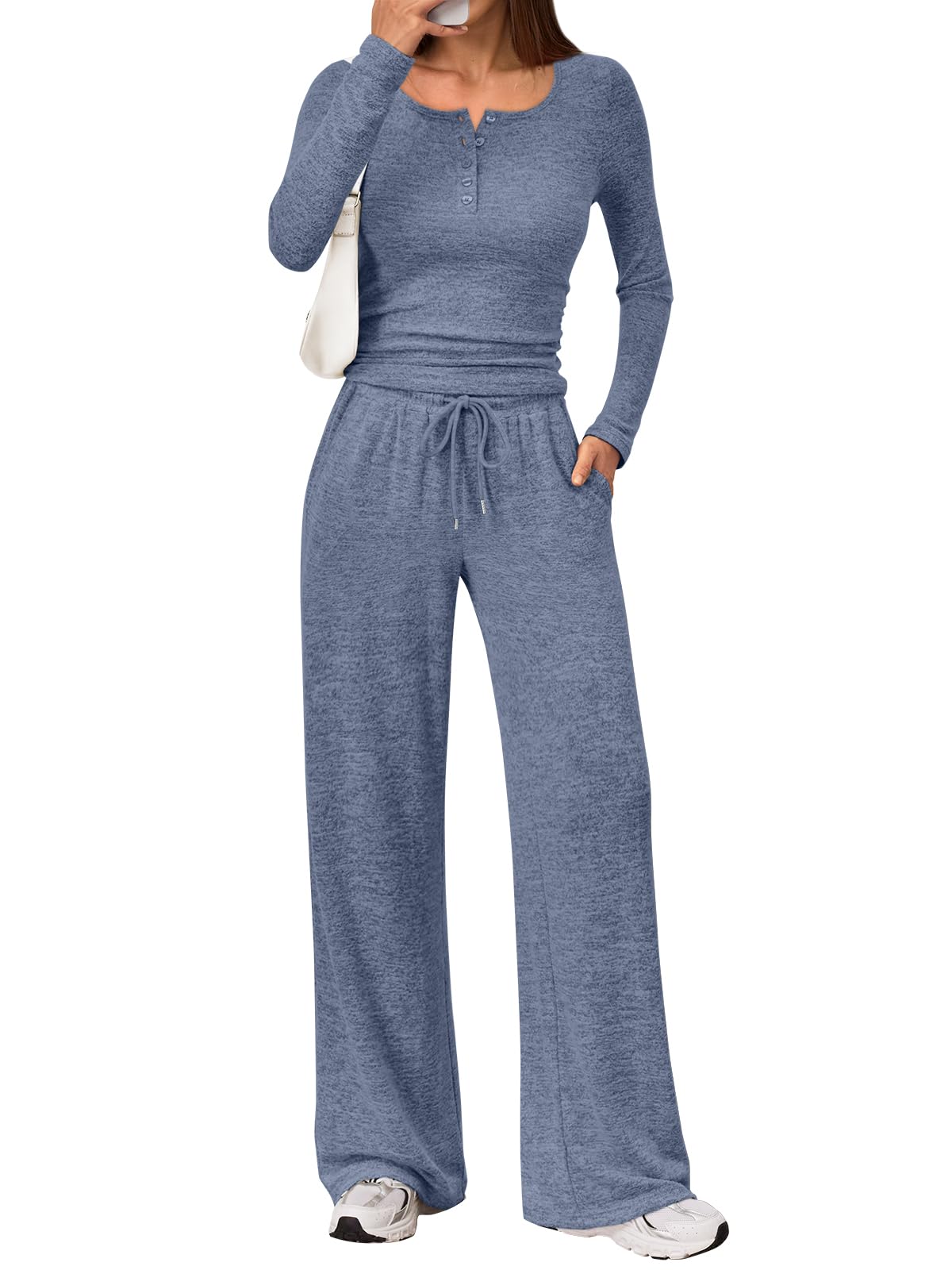 Photo 1 of ** TOP ONLY**
Trendy Queen Women's 2 Two Piece Matching Lounge Sets Fall Winter Airport Fashion Outfits Sweater Wide Leg Pants Sweat Suit Travel Cute Old Momey Clothes Casual Workout Sweatsuit Loungewear 2025