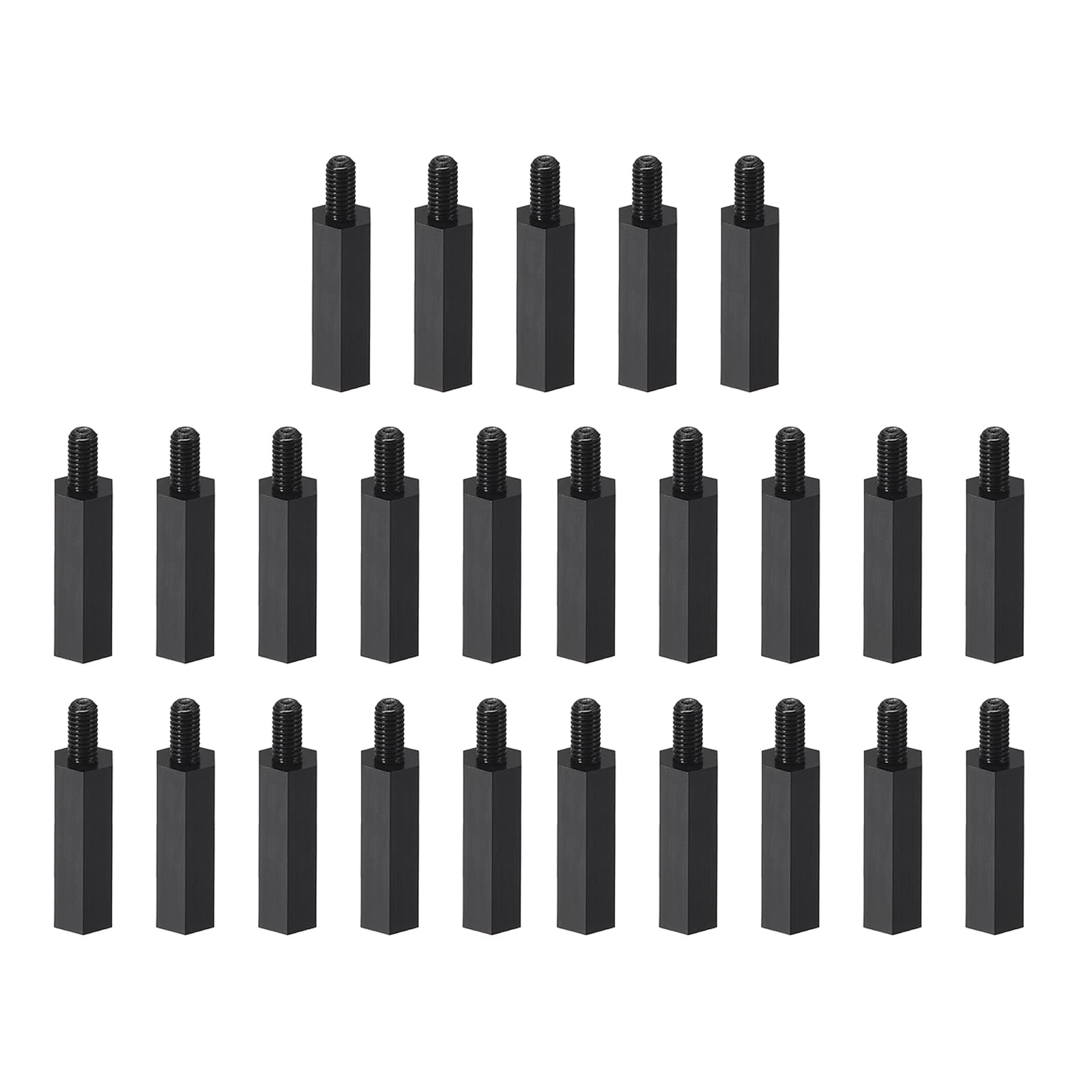 YOKIVE 25 Pcs M3 Standoff Screws, Nylon Hex PCB Standoffs with High Insulation Effect, Keep Height Consistent, Great for Motherboard (Black, 20mm+6mm)