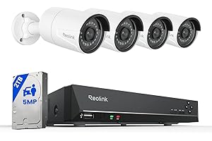 REOLINK 8CH 5MP Security Camera System, 4pcs Wired PoE Cameras for Home Security Outdoors, Smart Person/Pet/Vehicle Detection, 4K 8CH NVR with 2TB HDD for 24-7 Recording, RLK8-410B4-5MP White