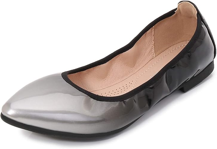 Amazon Donahutt03 ぺたんこ ポインテッドトゥ パンプス ローヒール 歩きやすい 折りたたみ ペタンコ 結婚式 大きいサイズ 小さいサイズ レディース 靴 フラットシューズ フラット スクエア お呼ばれ スムース調 走れる バレエ ローファー Donahutt03 パンプス