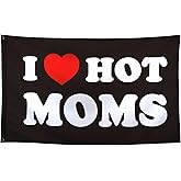 Samitall I Love Hot Moms Funny Flags Cool Meme Flags For Room Guys College Dorm Bedroom Man Cave Garage Frat Wall Hangings Banner 3x5 Ft