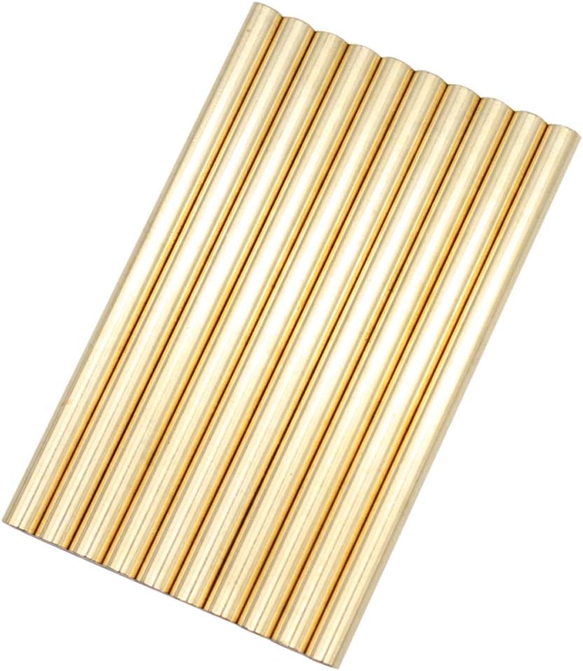 Eowpower 10pcs Brass Solid Round Rods Lathe Bar Stock 1/4 inch Diameter 4 inch Length
