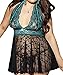 IWISHME Women's Plus Size Sexy Halter Lace Babydoll Lingerie with G-String (5XL=US Size 4XL, Black and Green)