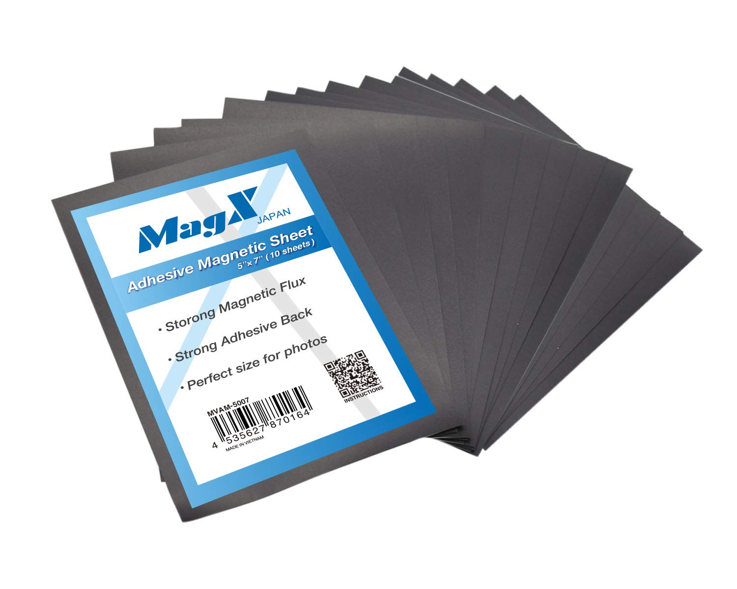 MagX Plain Magnetic Sheets,13cm x 18cm, 15 Sheets, 1.5mm Thick, Non Adhesive Magnet Sheet, Magnets on One Side, for Die Cuts, Die Storage, Office and Home Supply (MVAM-5007)