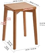 Aibiju Square Wooden Stool Dressing Table Stool Solid Wood 11.4 in Natural view 2