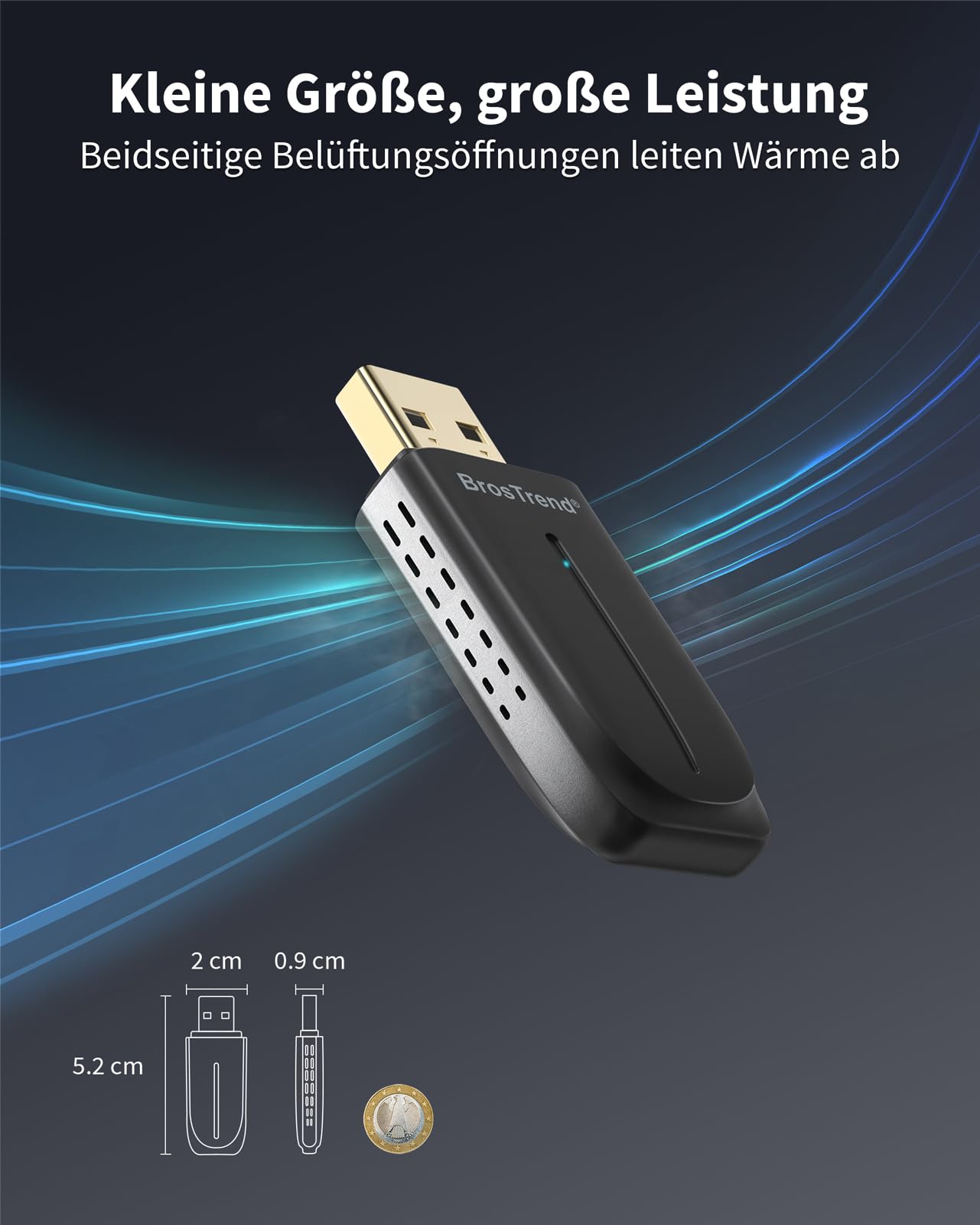 BrosTrend WiFi 6 AX900 2 in 1 WLAN Bluetooth Adapter PC für Windows 11/10 6