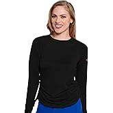 Med Couture Underscrub Long Sleeve Women Top Ruched Knit Details, Rounded Hem with Adjustable Taping at Side Seam - MC700