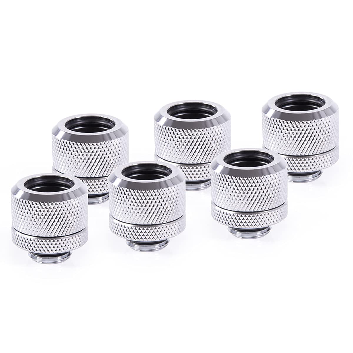 Alphacool Eiszapfen 14mm Chrome Hard Tube Compression Fitting - Six Pack