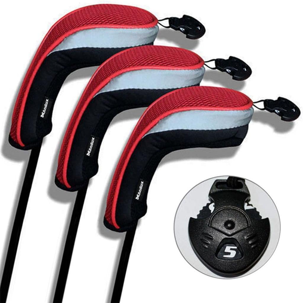 Andux 3pcs/Set Golf Hybrid Club Head Covers with Interchangeable No. Tag Pack of 3