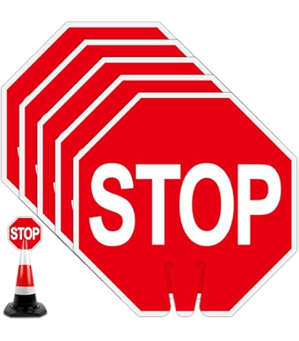 Geetery 6 Pcs Stop Signs 12 x 12 Inches PVC Traffic Cones