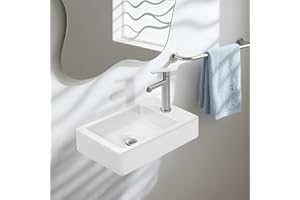 ITHWIU 572-Right Sink 14.5 x 7 x 3.5 White Bathroom Vessel Sink Fits Combo Above Counter Ceramic Bathroom Sink for Lavatory V