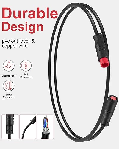 Zacro Ebike Extension Cable 2Pin/3Pin/4Pin/5Pin/6Pin Waterproof