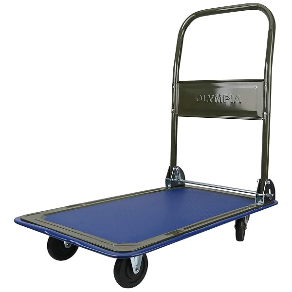 OLYMPIA TOOLS FOLDABLE PUSH CART DOLLY – 300 LB. CAPACITY HEAVY DUTY PLATFORM TRUCK WITH 360° SWIVEL WHEELS – BLACK