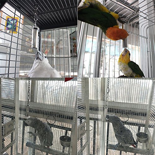 image for AUOON Bird Toys Stainless Steel Hanging Bell Bird Parrot Cage Bite Toy