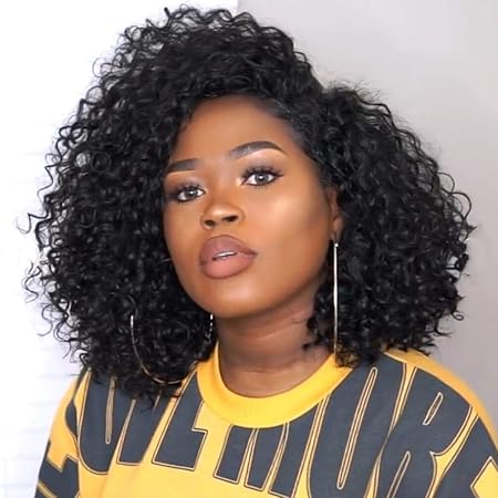 Amazon Co Jp 髪の交換用ウィッグ 黒人女性のためのアフロカーリーウィッグ合成ロングミディアムナチュラルブラックキンキーカーリーウィッグプリプルドヘアライン ベビーヘア 13インチ ビューティー