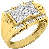 Dazzlingrock Round White Natural Diamond Men's Micro Pave Wedding Ring | 0.46 Ctw | 14K Real Solid Gold