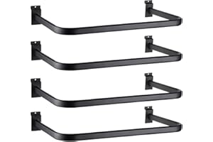 Shimeyao 4 Pcs U Shaped Handrail for Slatwall 24 Inch Oval Tubing Handrail Metal Slat Wall Accessory for Retail Displays Bracket Clothing Rack Home Use (Black)