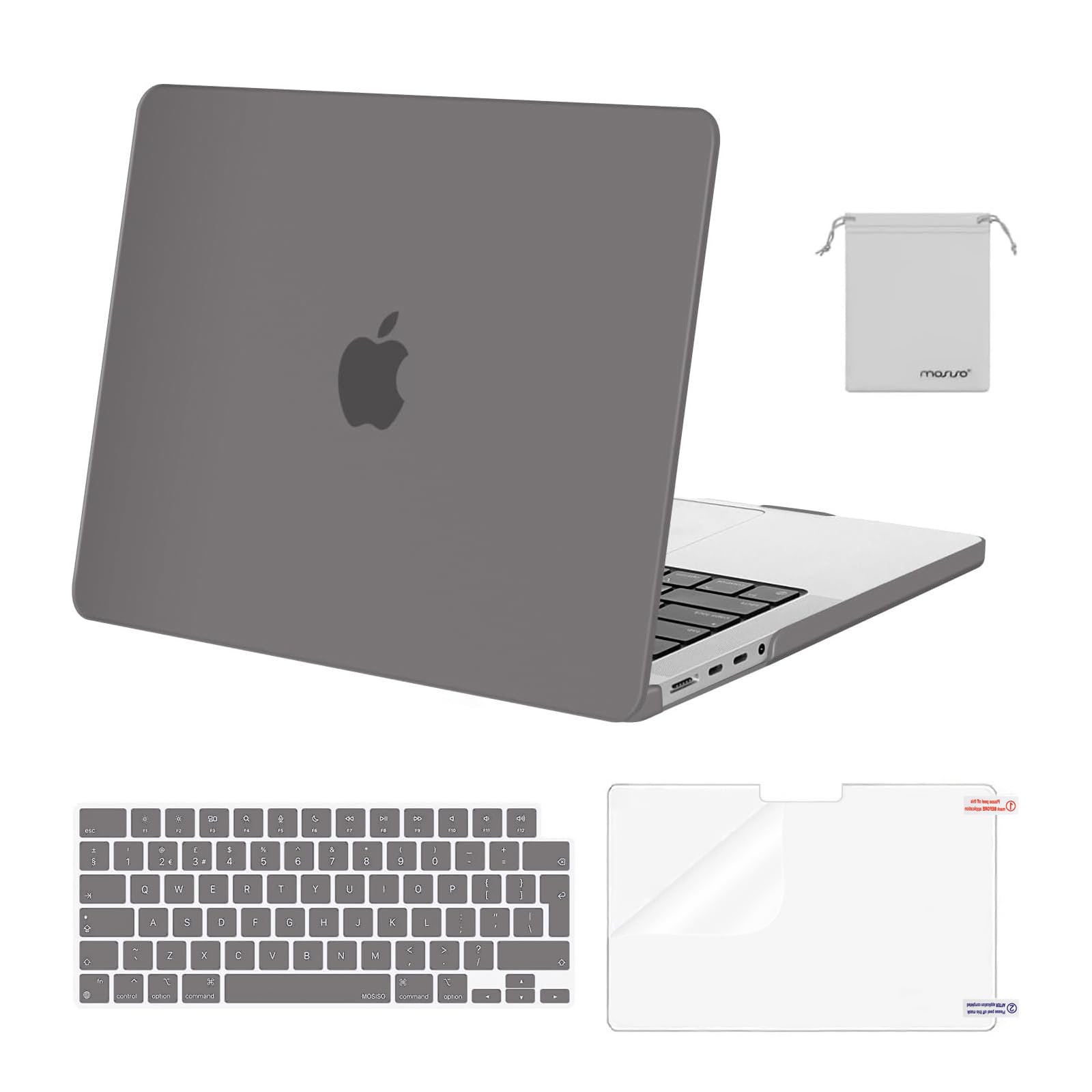 MOSISO Compatible with MacBook Pro 14 inch Case 2026-2021 M5 M4 M3 M2 M1 A3434 A3112 A3185 A3401 A2918 A2992 A2779 A2442, Hard Shell Cover &Keyboard Skin &Screen Protector &Pouch, Gray