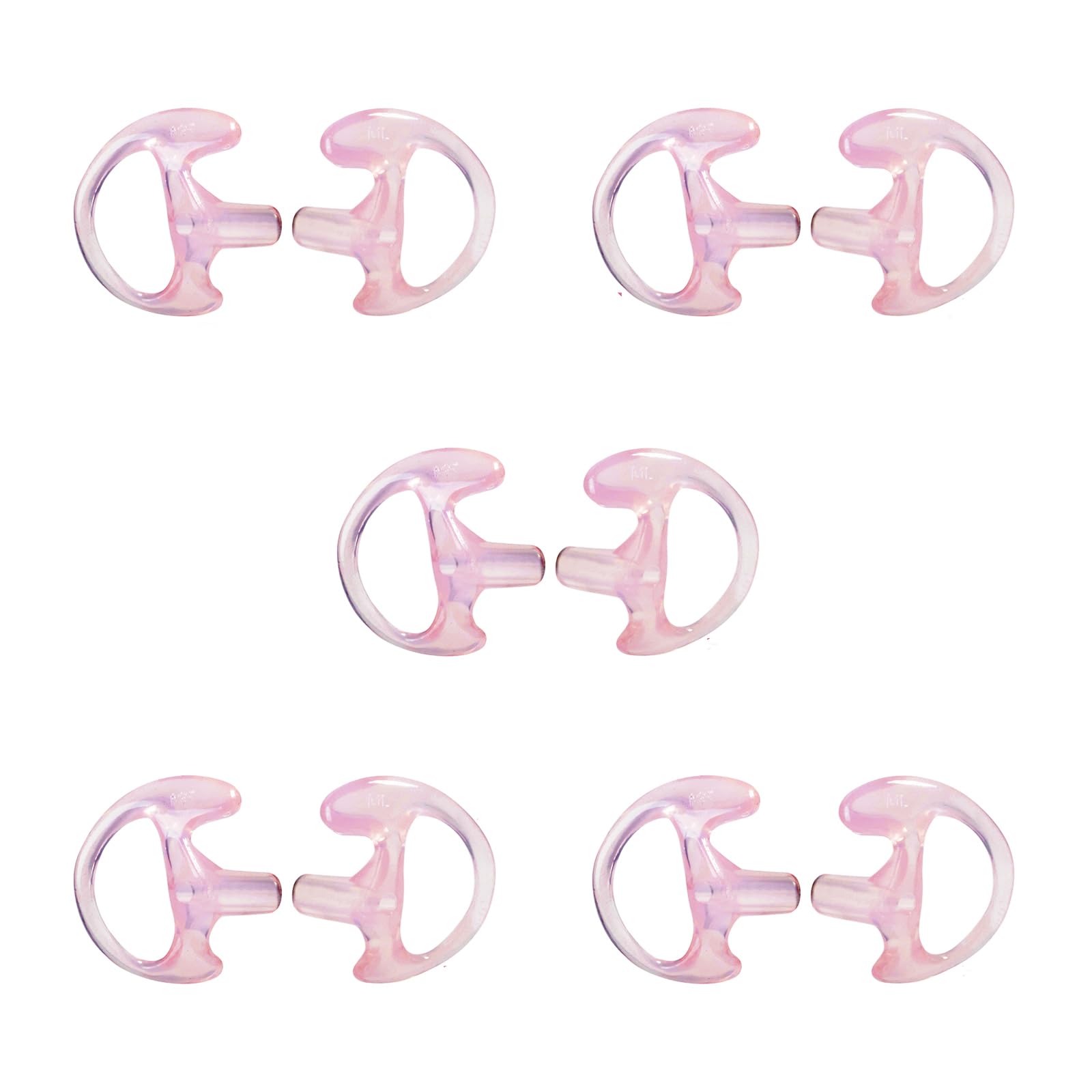 HYSHIKRA Replacement Soft Earmould Earpiece Earbud Air Acoustic Headset Earplug for Walkie Talkie Coil Tube Audio Kits,5 Pairs (Pink, Small)