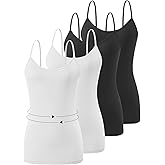 Accbiety 4 Pack Camisoles Tops for Women Undershirts Adjustable Spaghetti Strap Camisole Tank Lightweight Layering Tops