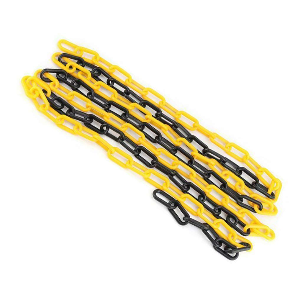 5m x 6mm Plastic Barrier Chain Link Warning Safety Decorative Garden Black and Yellow