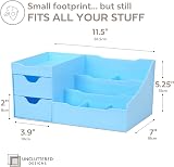 UNCLUTTERED DESIGNS Makeup Organizer With Drawers Blue Modern Vanity Storage view 4
