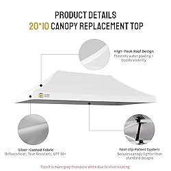 CROWN SHADES 10x20 Canopy Replacement Top - Only