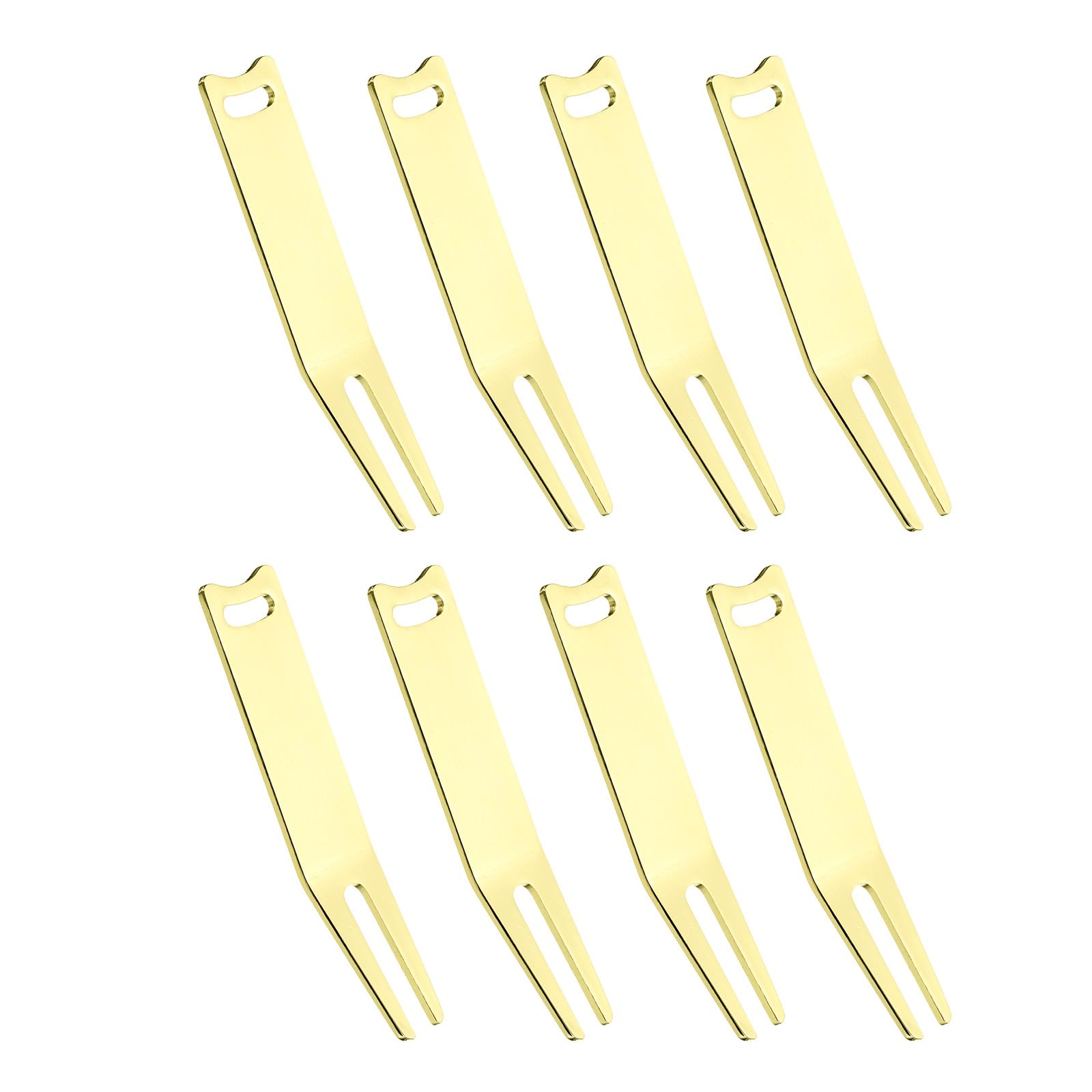 PATIKIL Metal Bending Golf Divot Repair Tool, 8 Pcs Metal Golf Fork Accessory Curved Spit for Golf Golfer Men Women Repairing, Gold
