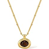 Jean Beau Gold Stone Pendant Necklaces for Women, Chunky Gemstone Dangle Necklace Wedding Prom Fashion Jewelry Gift